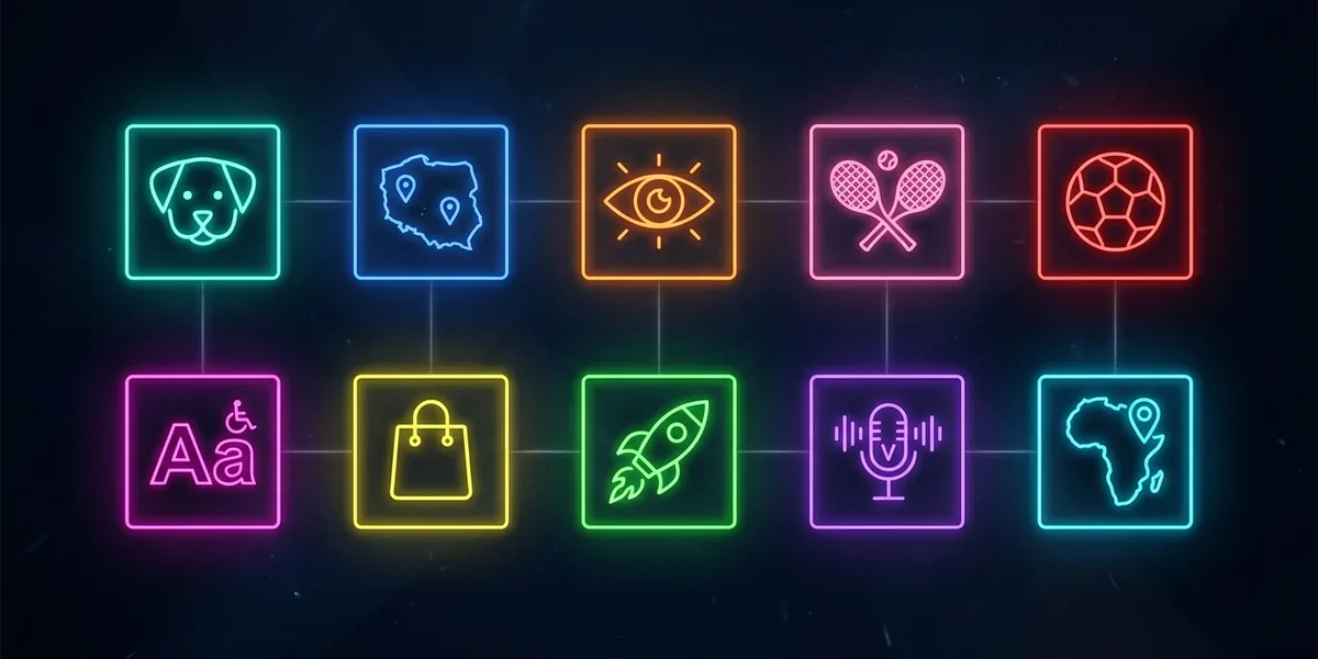TOP 10 kampanii martech na Cannes Lions -- neonowe ikony symbolizujące każdą kampanię Grand Prix